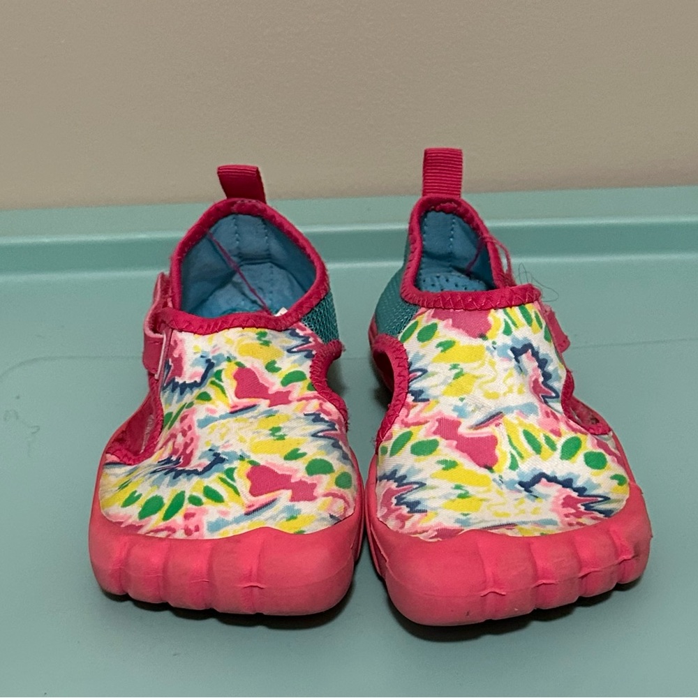 Newtz Big Girls Pink Tie Dye Fabric Bumper Toe Swimming Water Shoe Size US 11/12
